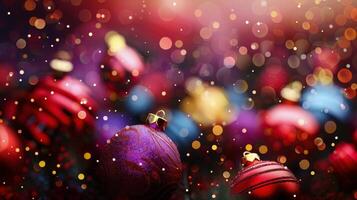 Christmas Ornaments on Red Background photo