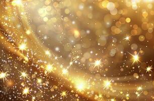 Golden Glitter Background With Bokeh Lights photo