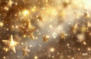 Golden Glitter Background With Bokeh Lights photo