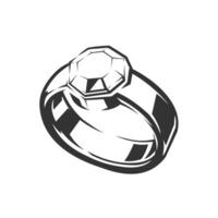 Diamond ring monochrome isolated in white background vector