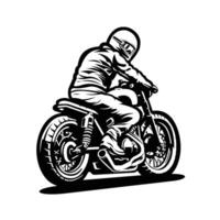 Monochrome of custom biker silhouette art isolated. Best for garage, mechanic and motor club related industry vector