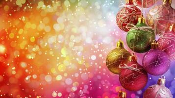 Red Christmas Ornaments and Pine Branches photo