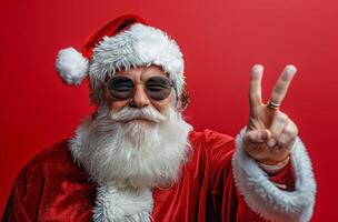 Santa Claus Makes Peace Sign photo