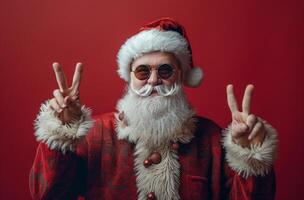 Santa Claus Makes Peace Sign photo