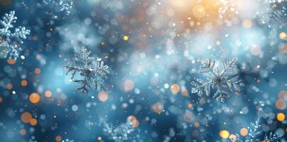 Snowflakes On Blue Background photo