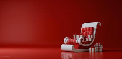 Red Sleigh Filled With Presents on Red Background photo