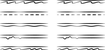 Set of brush strokes wavy underline. Wavy line black brush stroke set isolated on background. Brush strokes . Wavy lines for underlining and highlight . Paint brush stroke vector