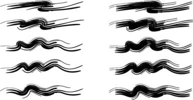 Set of brush strokes wavy underline. Wavy line black brush stroke set isolated on background. Brush strokes . Wavy lines for underlining and highlight . Paint brush stroke vector
