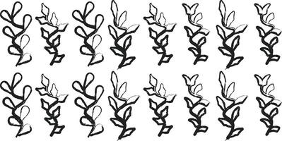 Repeated branches of leaves. Botanical background with repeated grungy branches of leaves. Branch sketch grunge style seamless pattern vector