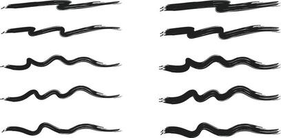 Set of brush strokes wavy underline. Wavy line black brush stroke set isolated on background. Brush strokes . Wavy lines for underlining and highlight . Paint brush stroke vector