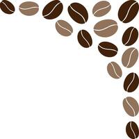 Abstract corner frame border of coffee beans in trendy brown. Greetings or cards Design concept. Copy space. Isolate EPS template for lettering, cards, poster, banner, promo, billboard or web vector