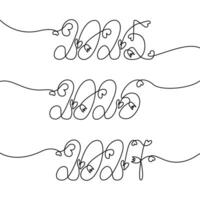 2025 2026 2027 hand lettering concept with decorative hearts and flowers Line Art design concept Isolated One continuous line. Cards, poster, banner, price tag, label or web, promo design idea vector