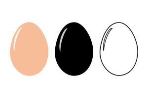 Beige, silhouette and outline Chicken eggs in shell. Menu cards or recipe Isolated design elements. EPS. . Sticker Icon posters, banner, brochures, price tag, label or web, billboard, promo idea vector