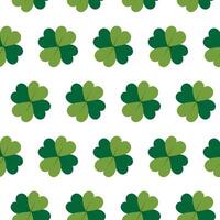 Good luck clover leaves Seamless pattern in trendy green. St Patrick Greeting or wallpaper concept Isolated on white illustration. Background texture, wrapping or web cards, posters design idea vector