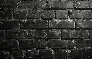 Black Brick Wall Texture With Rough Surface and Uneven Mortar photo