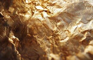 Close-Up View of Shiny Gold Leaf Texture photo