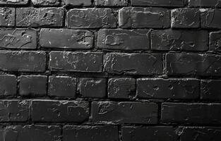 Black Brick Wall Texture With Rough Surface and Uneven Mortar photo