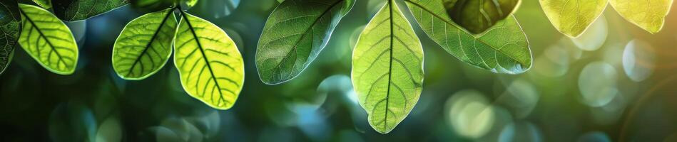 Close Up View of Lush Green Leaves on a Dark Background photo