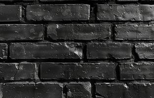 Black Brick Wall Texture With Rough Surface and Uneven Mortar photo