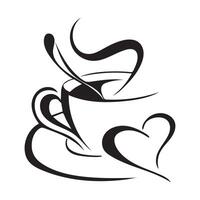 a cup of coffee with a heart shape on it vector