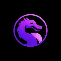 Dragon in circle purle gradian color vector