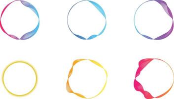 A set of circular frame with wavy lines in various colors. vector