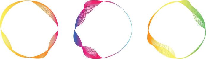 A set of circular frame with wavy lines in various colors. vector
