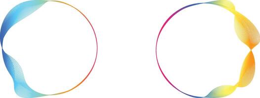 A set of circular frame with wavy lines in various colors. vector