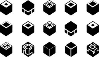 Silhouette Box Set Various Box Shapes Collection vector