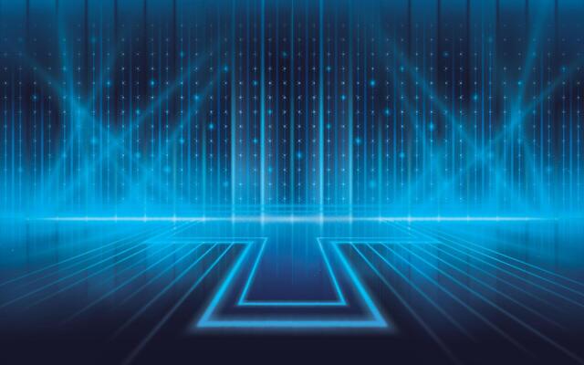 Elegant scene Lighting effect. Light dots show on stage glowing. Diagonal stripes lines with glowing light rays.