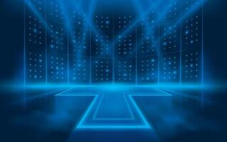 Abstract futuristic lights lines background. Elegant scene Lighting effect. Light show on stage glowing. Abstract dynamic lights lines show. vector