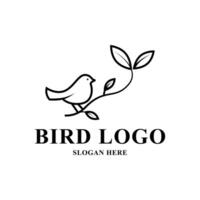 bird line logo design concept idea with leaf vector