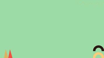 a green background with a few different colored shapes vector
