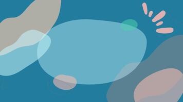 a blue background with various shapes and colors vector