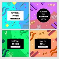 Attractive colorful design bundle template for social media feed promotion vector