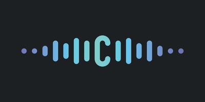 Letter C with pulse music player element. Audio wave logo design. Premium vector