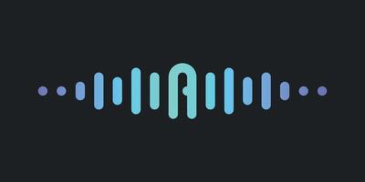 Letter A with pulse music player element. Audio wave logo design. Premium vector