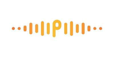 Letter P with pulse music player element. Audio wave logo design. Premium vector