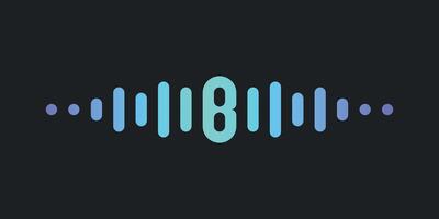 Letter B with pulse music player element. Audio wave logo design. Premium vector