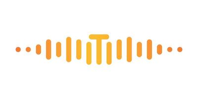 Letter T with pulse music player element. Audio wave logo design. Premium vector