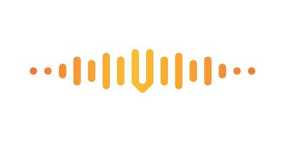 Letter V with pulse music player element. Audio wave logo design. Premium vector