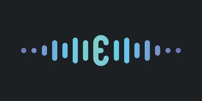 Letter E with pulse music player element. Audio wave logo design. Premium vector