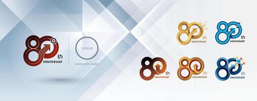 Set of 80th Anniversary logotype design, Eighty years Celebrate Anniversary Logo multiple line for celebration event, Abstract Circle Arrow vector