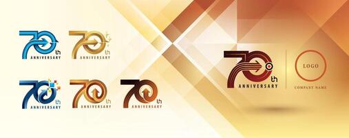 Set of 70th Anniversary logotype design, Seventy years Celebrate Anniversary Logo multiple line for celebration event, Abstract Circle Arrow vector
