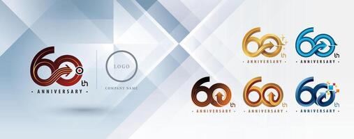 Set of 60th Anniversary logotype design, Sixty years Celebrate Anniversary Logo multiple line for celebration event, Abstract Circle Arrow vector