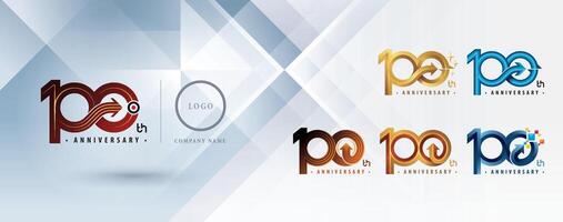 Set of 100th Anniversary logotype design, Hundred years Celebrate Anniversary Logo multiple line for celebration event, Abstract Circle Arrow vector
