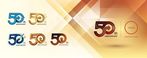 Set of 50th Anniversary logotype design, Fifty years Celebrate Anniversary Logo multiple line for celebration event, Abstract Circle Arrow vector