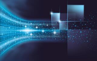 Abstract dynamic light lines background. Light Speed motion on dark blue Pixel. Technology digital futuristic concept vector