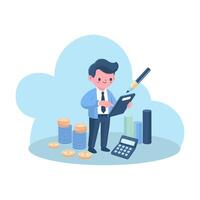 Flat Design of business owner creating a detailed budget plan Asset vector
