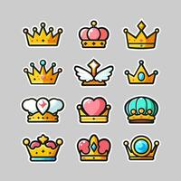 Collection of crown king icon Asset using flat style vector